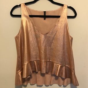 Zara Faux Leather Metallic Top